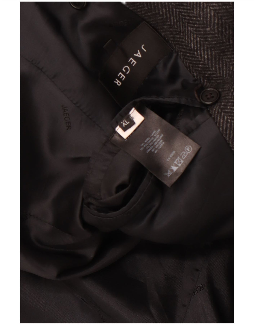 Cappotto da marinaio da uomo JAEGER UK 42 XL Lana a spina di pesce grigia