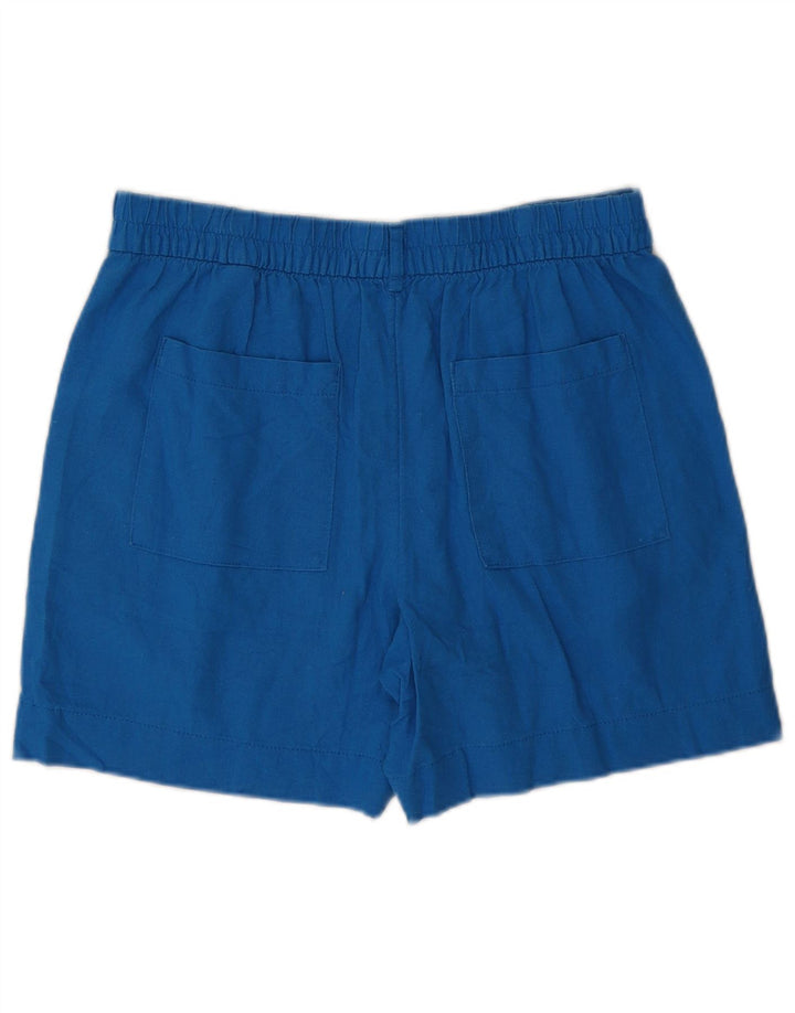 MARKS & SPENCER Pantaloncini chino da donna UK 12 Medium W32 Lino blu