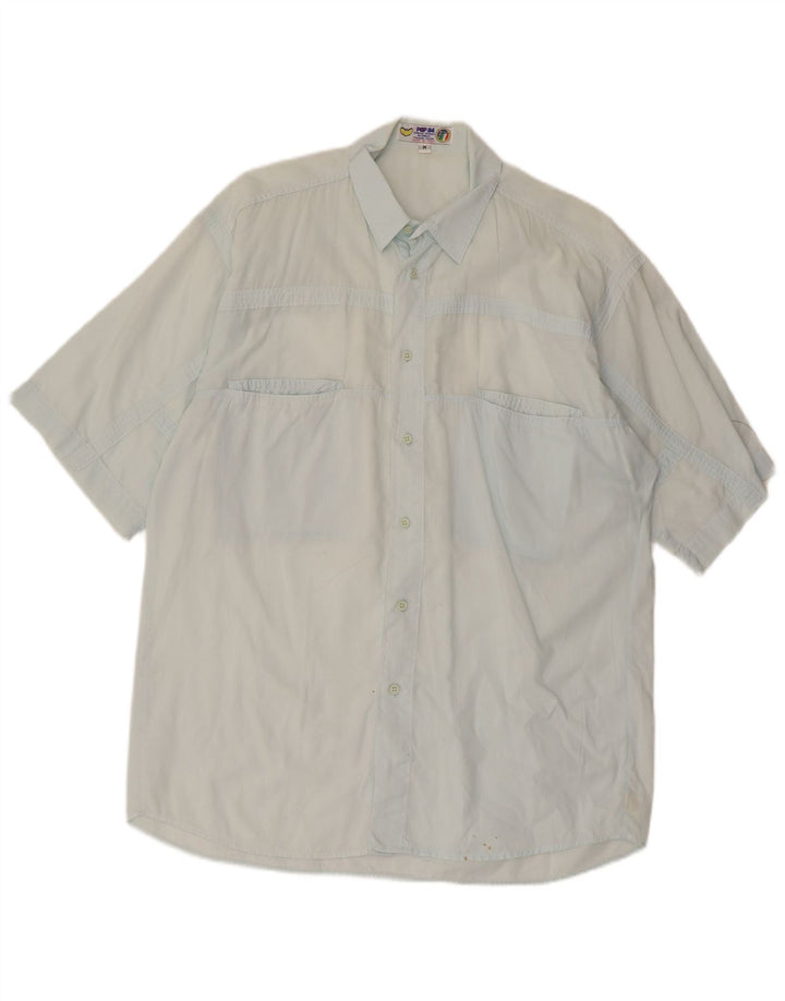 Camicia a maniche corte da uomo POP 84 in cotone blu medio
