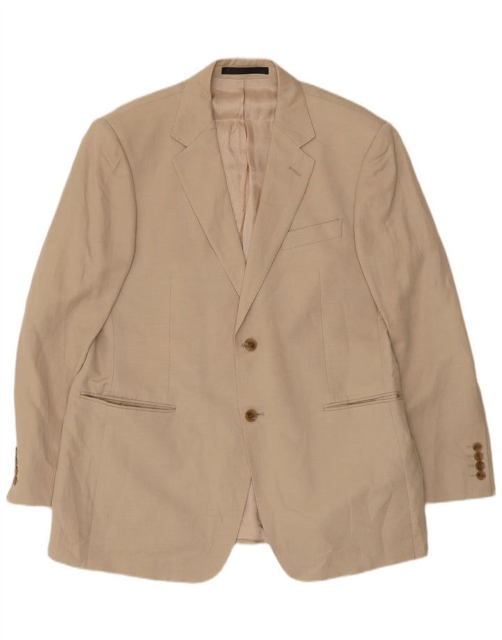 MARKS & SPENCER Giacca blazer da uomo a 2 bottoni UK 42 Large Beige Seta