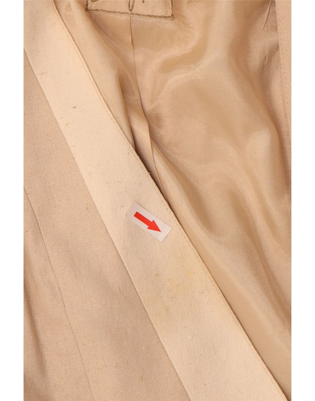 Giacca blazer vintage da donna a 1 bottone con linea lunga UK 10 piccola seta beige