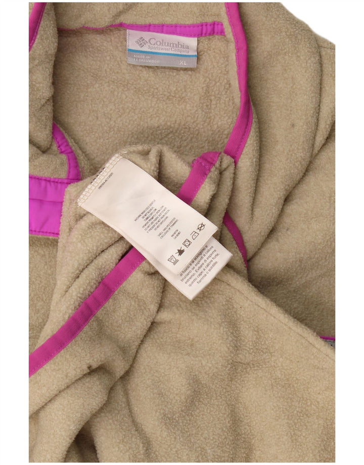 Maglione in pile da donna Columbia con collo a bottoni UK 18 XL Poliestere beige