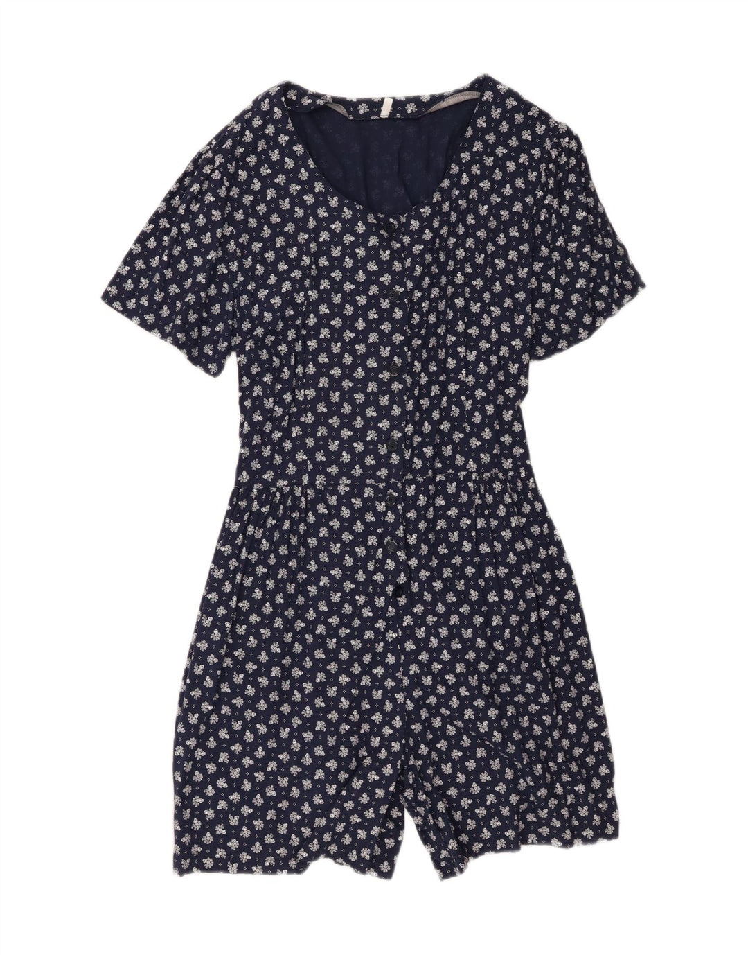 Tutina vintage da donna UK 20 2XL viscosa floreale blu navy