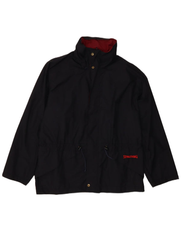 Giacca antipioggia da uomo Spalding vestibilità ampia con cappuccio UK 38 nylon medio blu navy