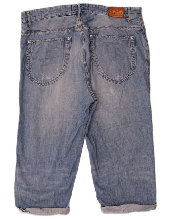 Superdry Bermuda da uomo in denim invecchiato grande W36 Blu Cotone