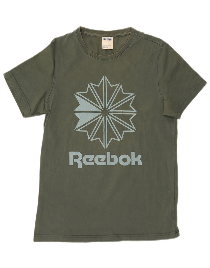 REEBOK T-shirt grafica classica da uomo Top piccola in cotone verde