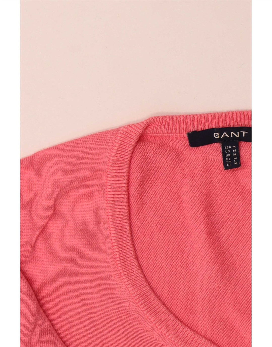 Maglione da donna con scollo a V Gant UK 12 Cotone rosa medio