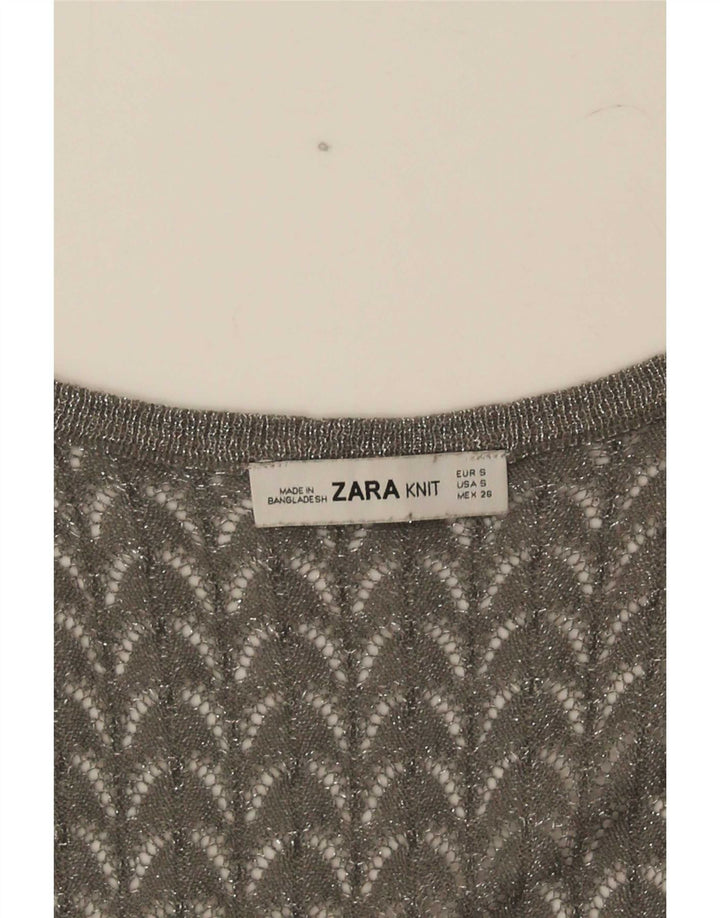 Canotta all'uncinetto da donna Zara UK 8 piccola grigia