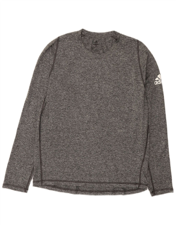 Top Adidas Aeroready da uomo a maniche lunghe grigio medio chiazzato