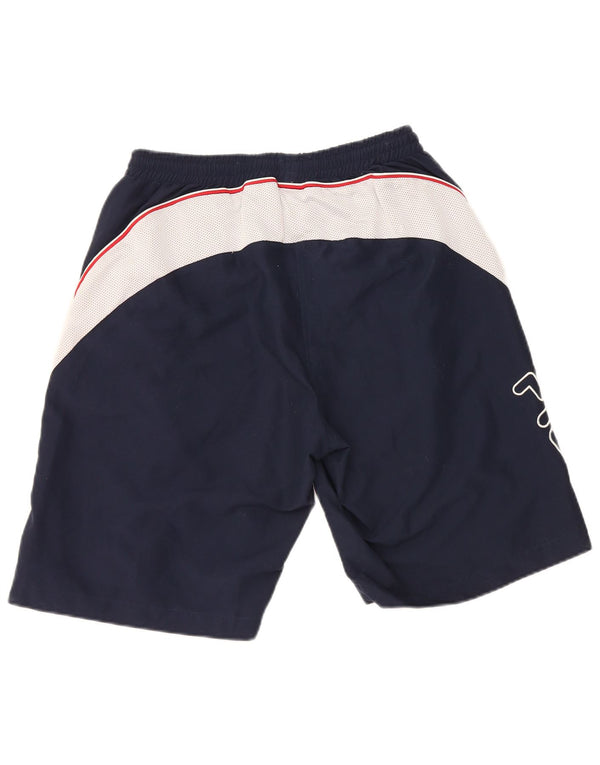 Pantaloncini sportivi grafici da uomo Fila poliestere color block medio blu navy