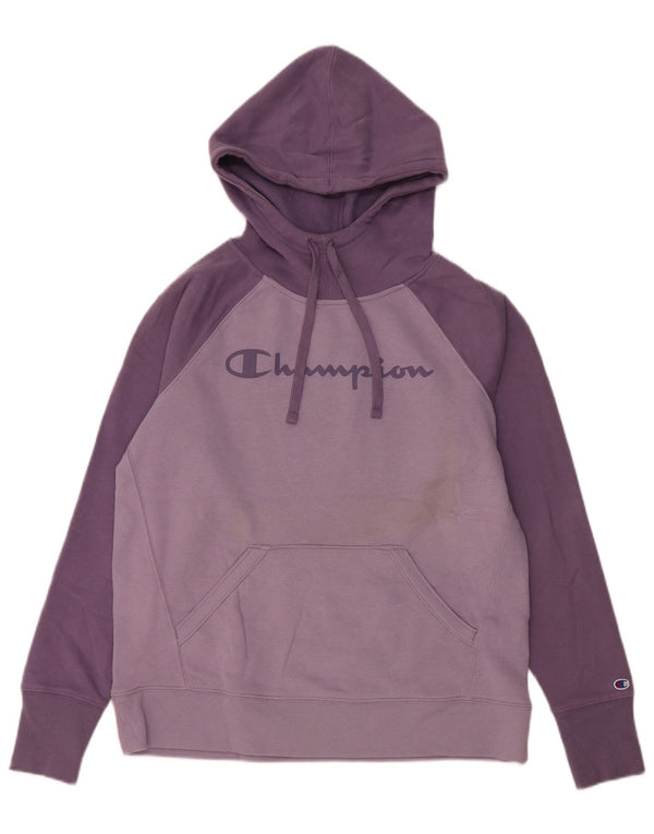 Maglione con cappuccio grafico da donna Champion UK 10 piccolo cotone viola