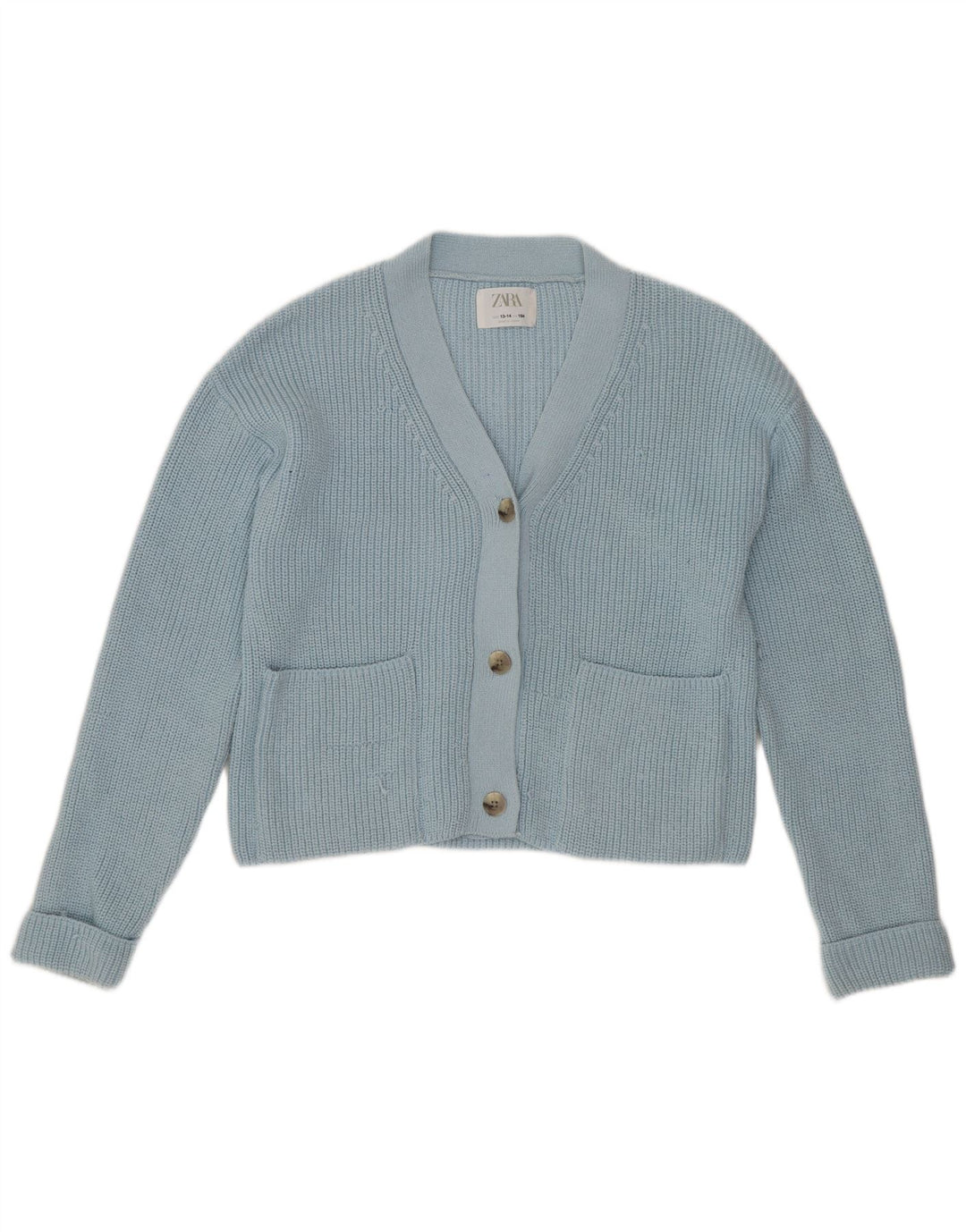 Maglione cardigan corto per ragazze Zara 13-14 anni in poliestere blu