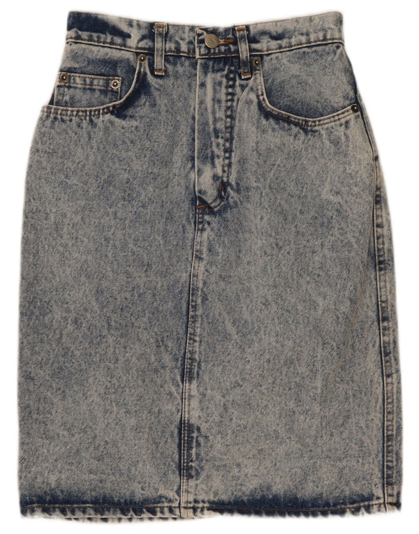 Gonna di jeans vintage da donna W27 piccola in cotone blu
