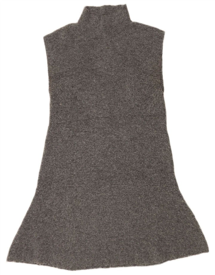 Abito maglione senza maniche da donna Zara UK 14 Large Grigio Poliestere