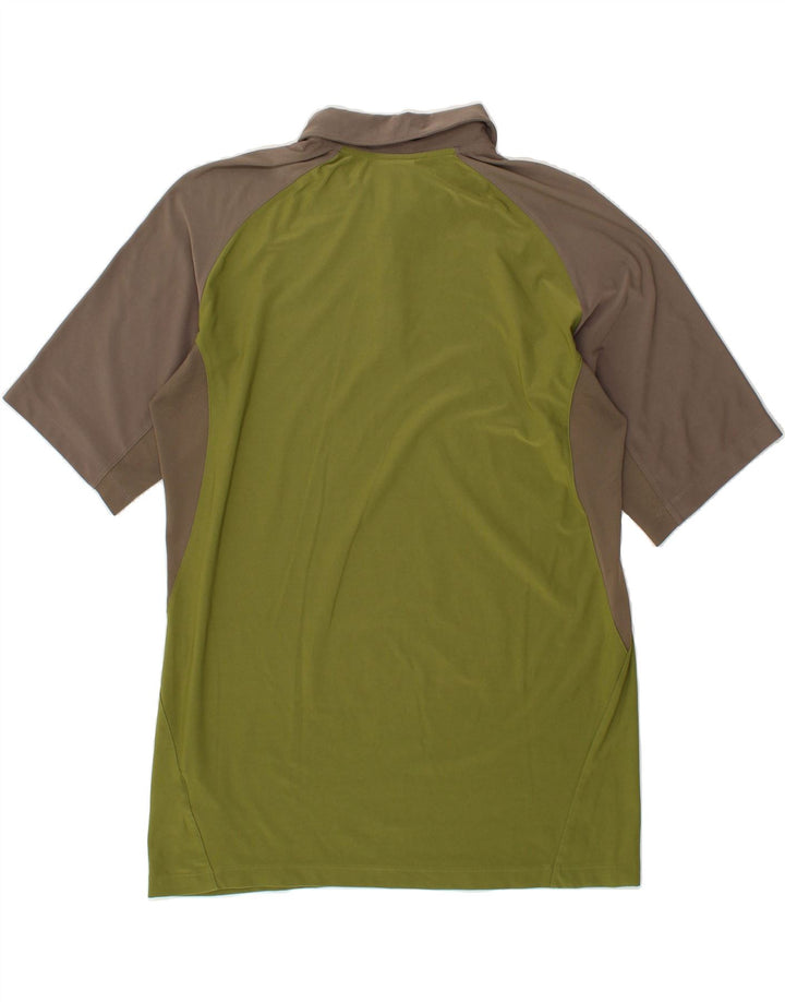 Polo NIKE da uomo UK 42/44 Large Verde Colourblock Poliestere