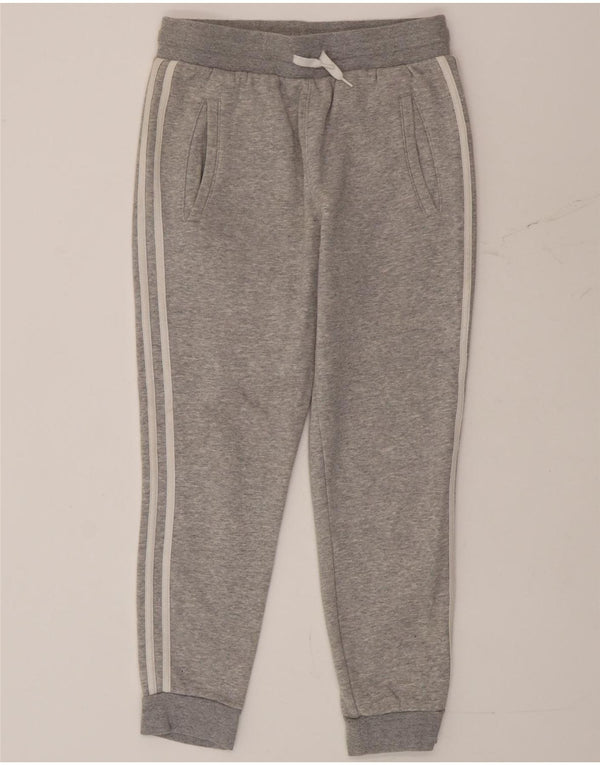Adidas Boys Tracksuit Trousers Joggers 12-13 Years Grey Flecked Cotton