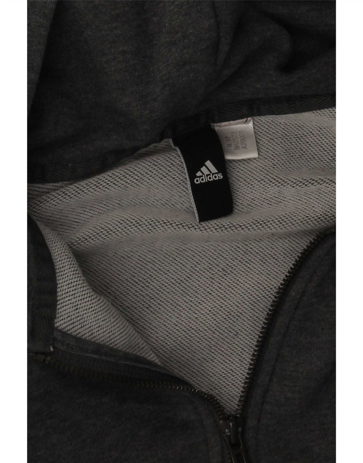 Felpa con cappuccio con zip grafica Adidas da uomo piccola grigia