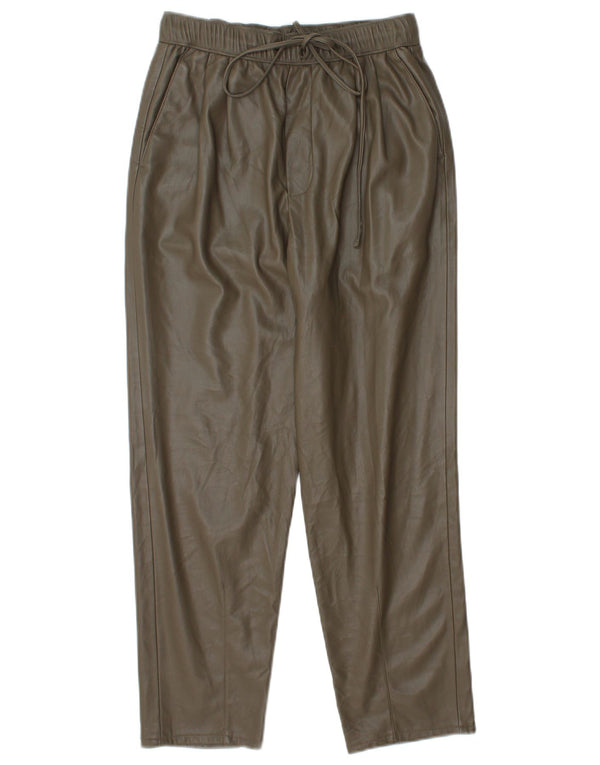 Pantaloni corti da donna in ecopelle con ancoraggi Zara XS W24 L24 poliestere verde