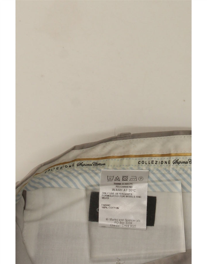 MARKS & SPENCER Pantaloni da abito dritti da uomo W36 L31 Cotone grigio