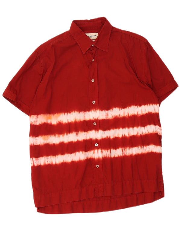 Camicia a maniche corte da uomo Tom Tailor in cotone tie dye rosso medio