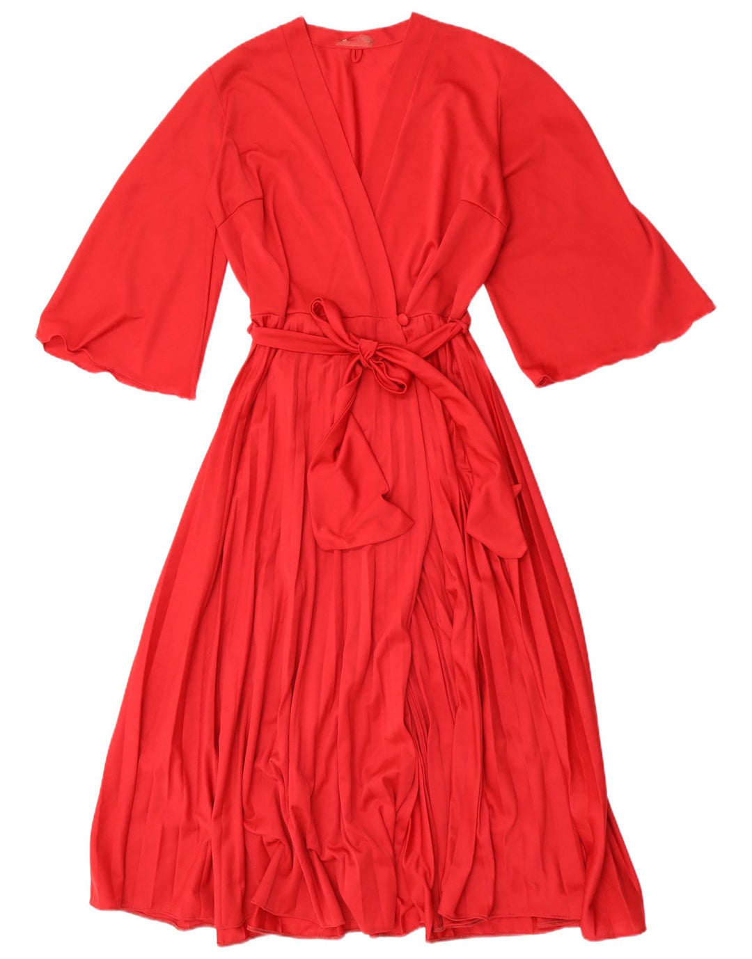 Abito vintage da donna con maniche a 3/4 UK 12 rosso medio