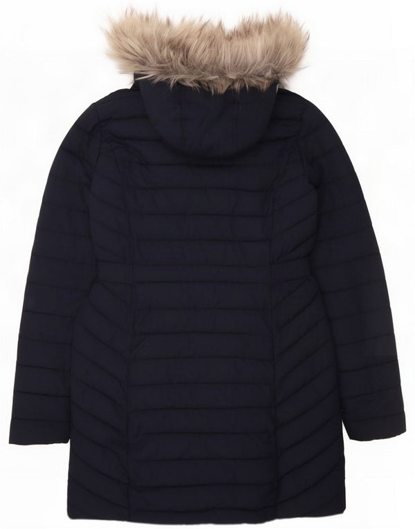 Hollister Womens Hooded Padded Coat UK 10 Small Navy Blue Polyester