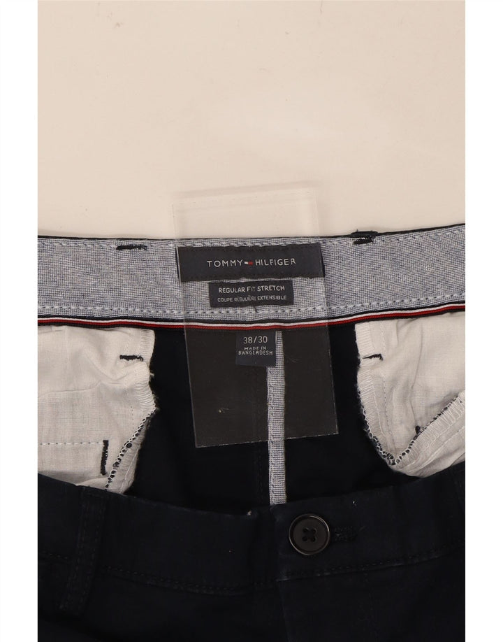 TOMMY HILFIGER Mens Regular Fit Cropped Trousers W38 L26 Navy Blue Vintage Tommy Hilfiger and Second-Hand Tommy Hilfiger from Messina Hembry 