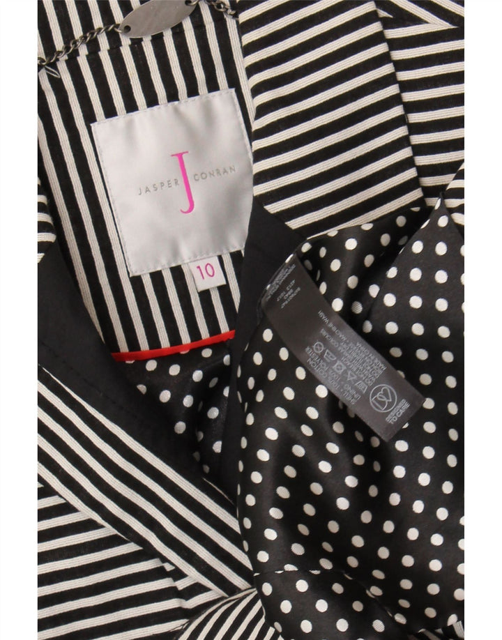 Giacca blazer da donna con maniche a 3/4 Jasper Conran UK 10 piccolo gessato nero