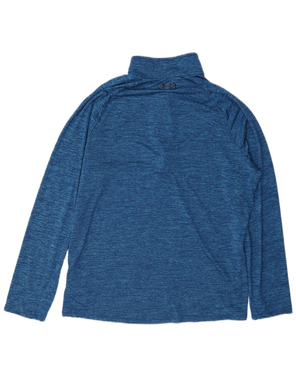 Maglia da ginnastica Under Armour da uomo con zip e collo, grande, blu screziato