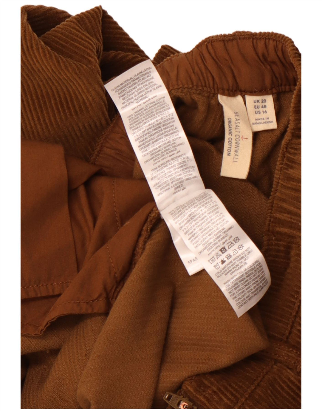 Pantaloni dritti in velluto a coste da donna SEASALT CORNWALL UK 20 2XL W40 L28 Marrone