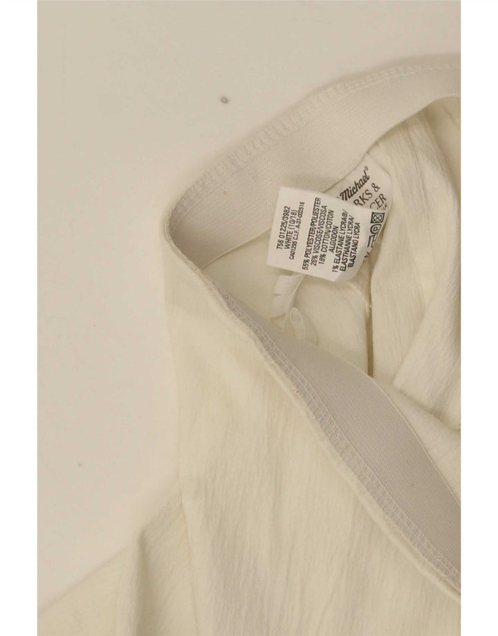 Mini gonna a tubino da donna Marks & Spencer UK 10 piccola W25 poliestere bianco