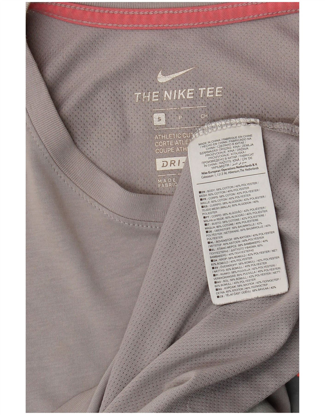 Top Nike Dri Fit Graphic da uomo a maniche lunghe in cotone grigio piccolo