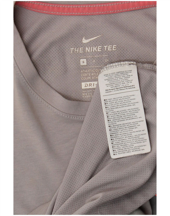 Top Nike Dri Fit Graphic da uomo a maniche lunghe in cotone grigio piccolo