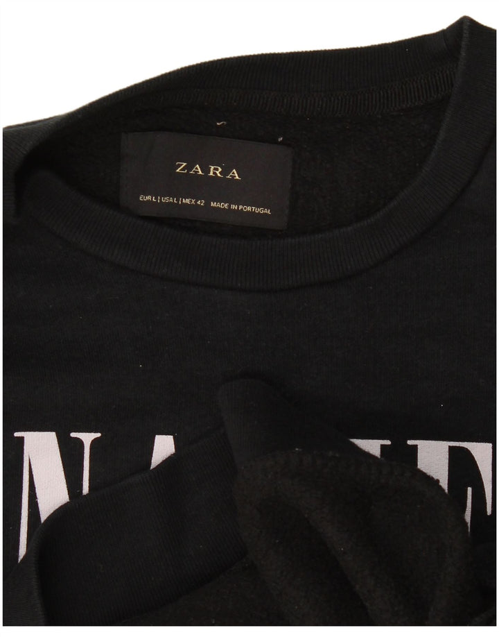 Felpa con grafica Zara da uomo, grande, nera