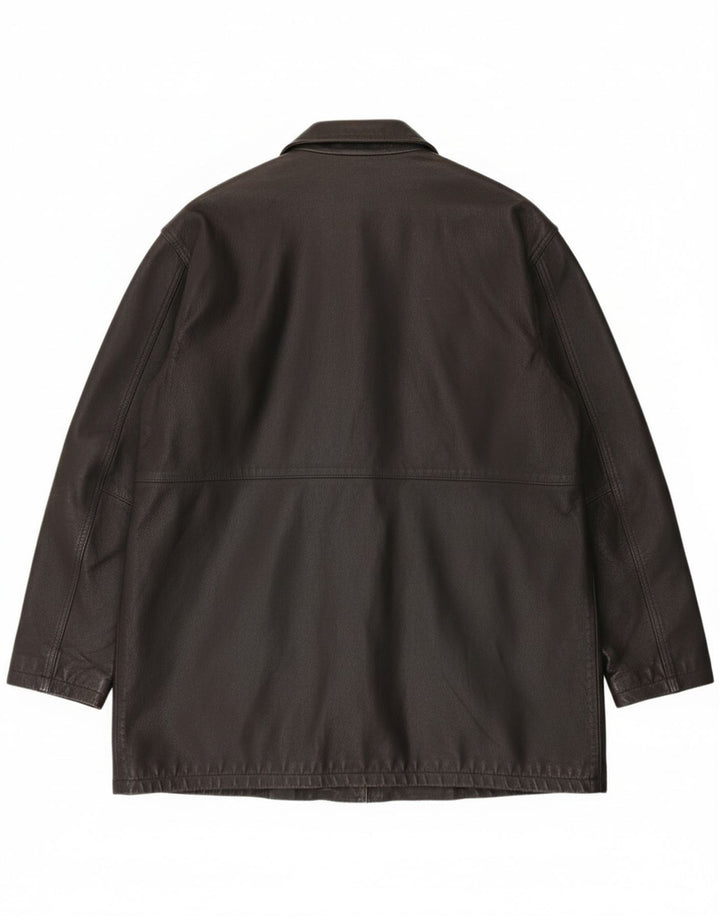 Montgomery da uomo vintage in pelle UK 42 XL in pelle nera