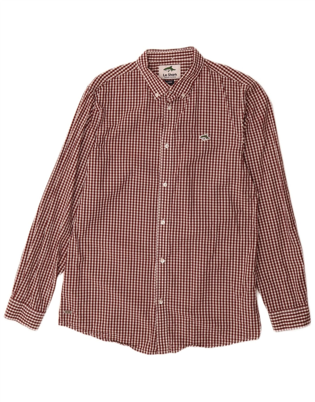 Camicia da uomo LE SHARK grande in cotone a quadretti bordeaux