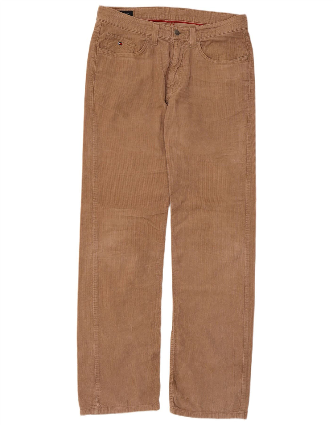 TOMMY HILFIGER Pantaloni dritti da uomo in velluto a coste W32 L34 Cotone Beige