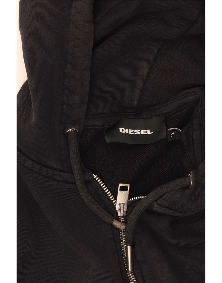 Maglione con cappuccio e zip grafica da uomo Diesel grande nero