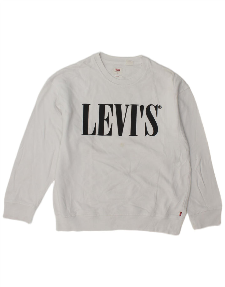 Levi's Uomo Felpa con grafica rilassata Maglione piccolo cotone bianco