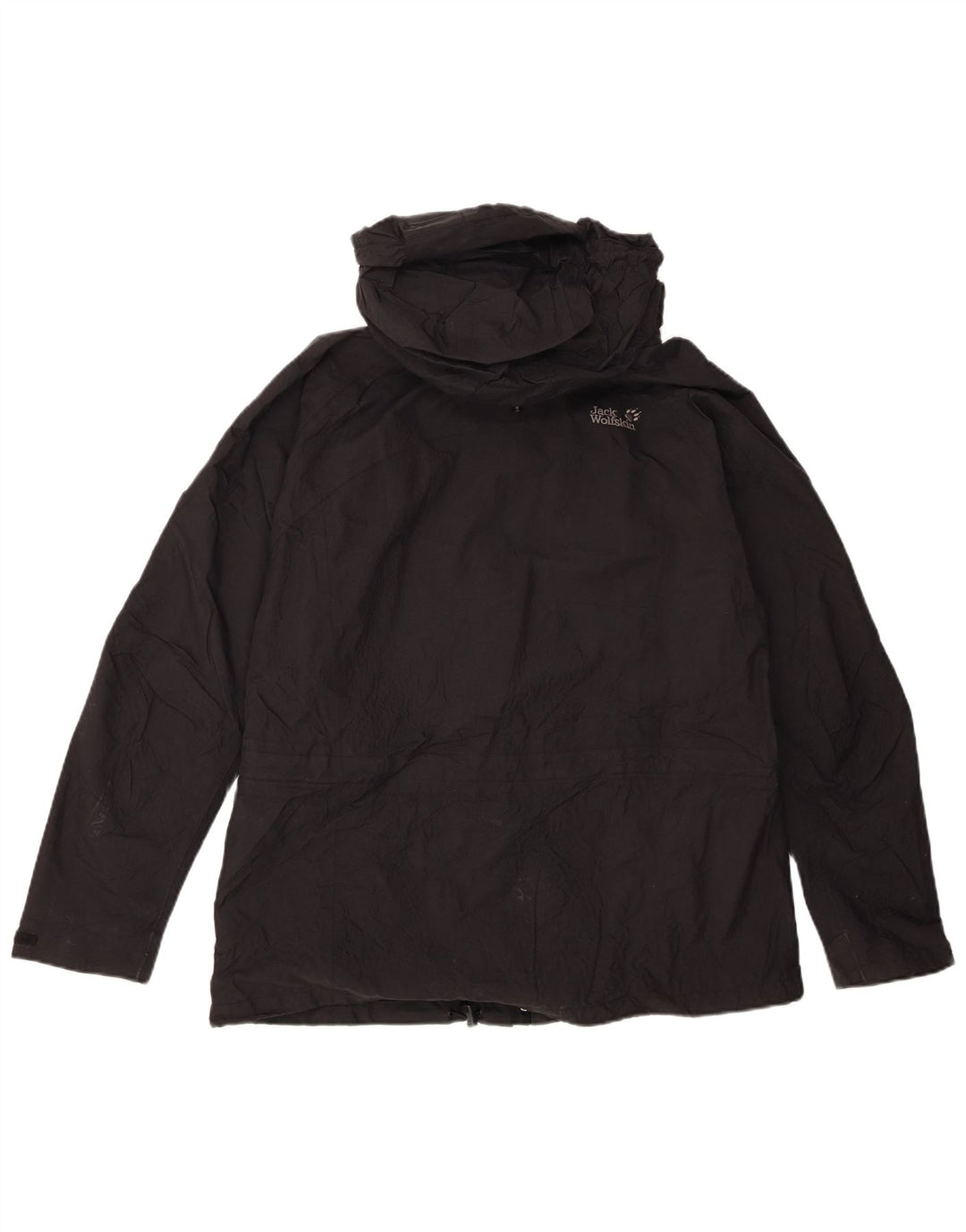 Giacca antipioggia con cappuccio da donna Jack Wolfskin UK 16 Large Nero Poliammide