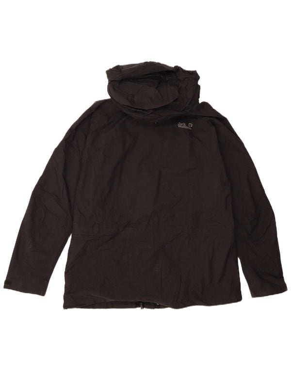 Giacca antipioggia con cappuccio da donna Jack Wolfskin UK 16 Large Nero Poliammide