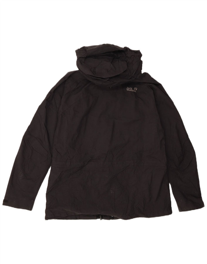 Giacca antipioggia con cappuccio da donna Jack Wolfskin UK 16 Large Nero Poliammide