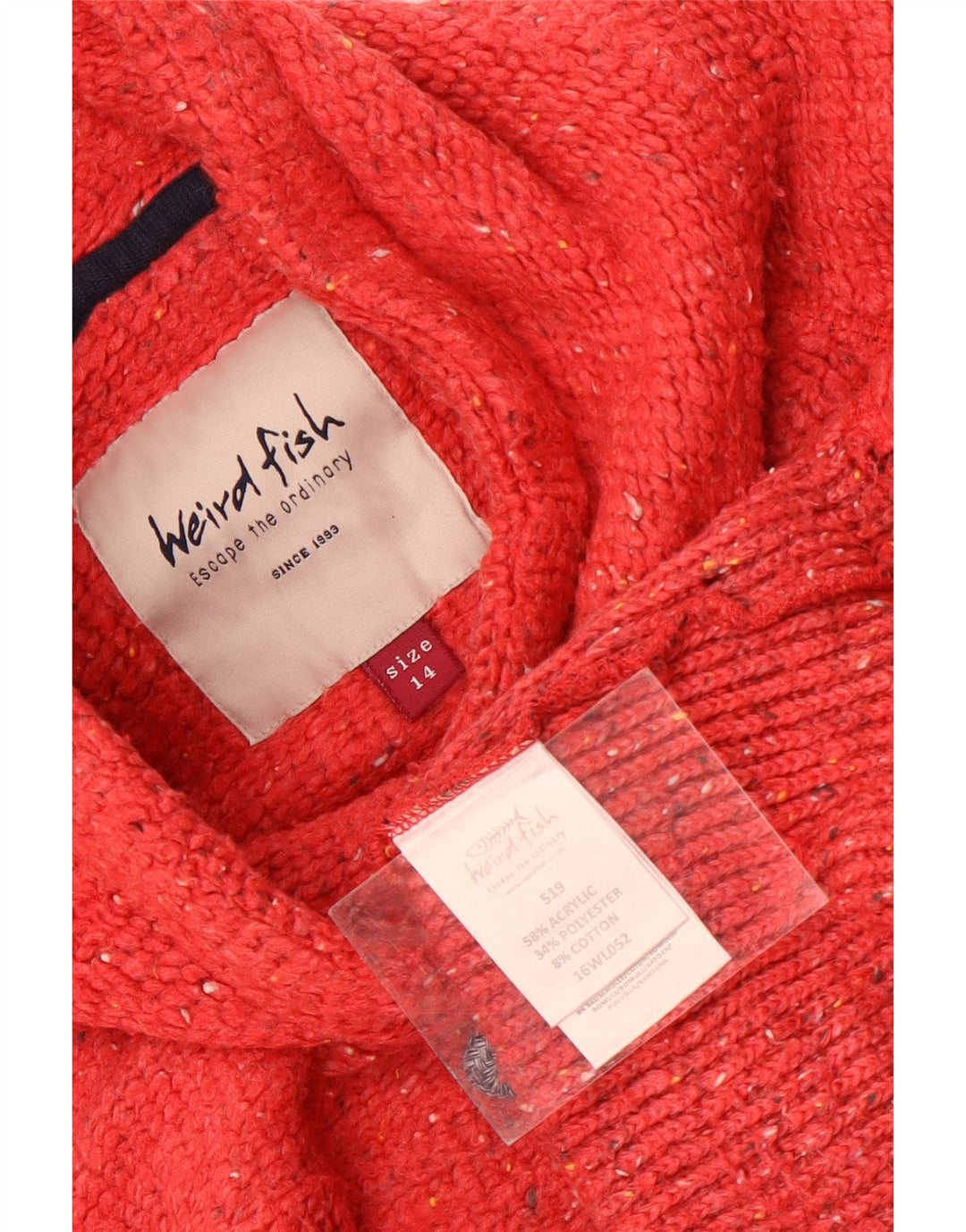 Maglione oversize da donna Weird Fish UK 14 Grande acrilico chiazzato rosso