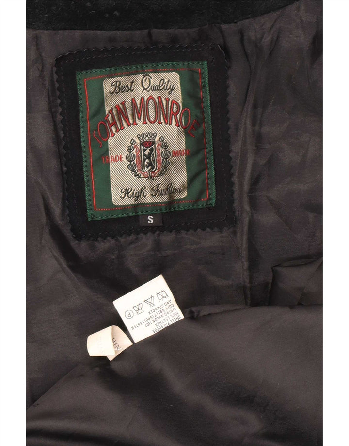 Giubbotto bomber in pelle scamosciata dal taglio ampio da uomo John Monroe UK 36 piccolo blu navy