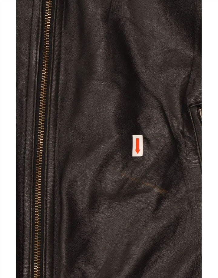 Giacca da pilota in pelle vintage da uomo IT 54 XL in pelle nera