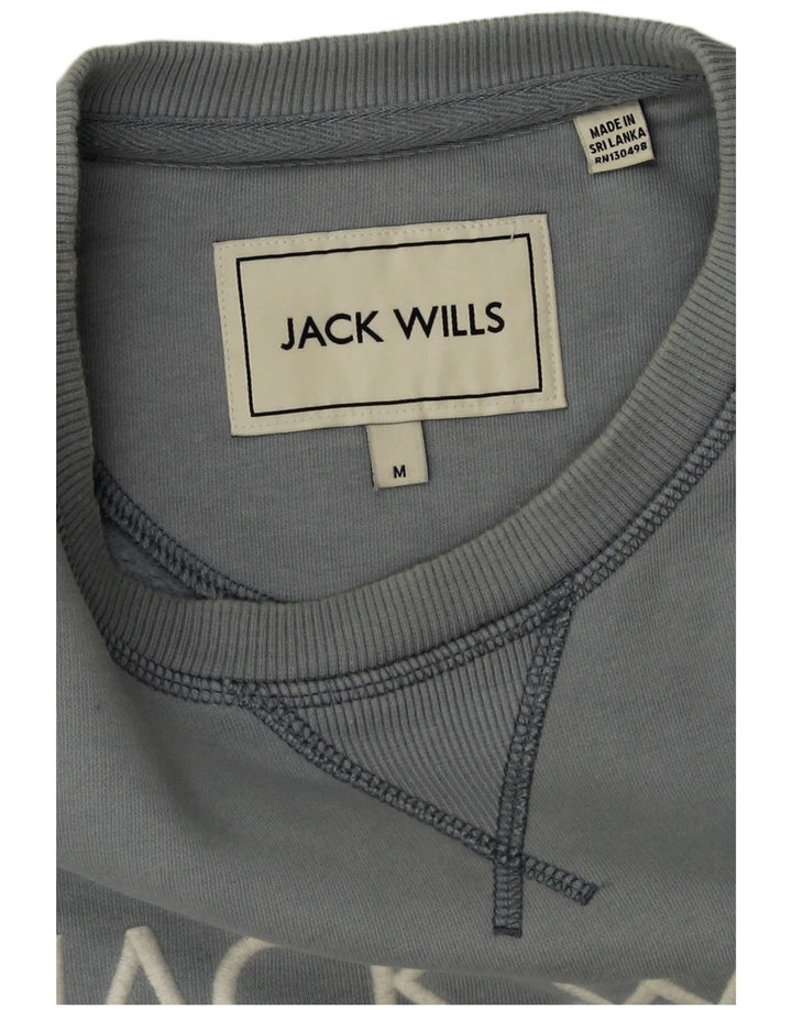 Felpa grafica da uomo Jack Wills, maglione, cotone blu medio