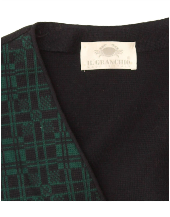 Maglione cardigan senza maniche da donna Il Granchio UK 14 verde medio a quadri