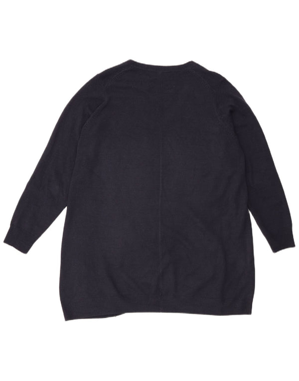 Maglione maglione con scollo a V lungo da donna Marks & Spencer UK 14 grande blu navy