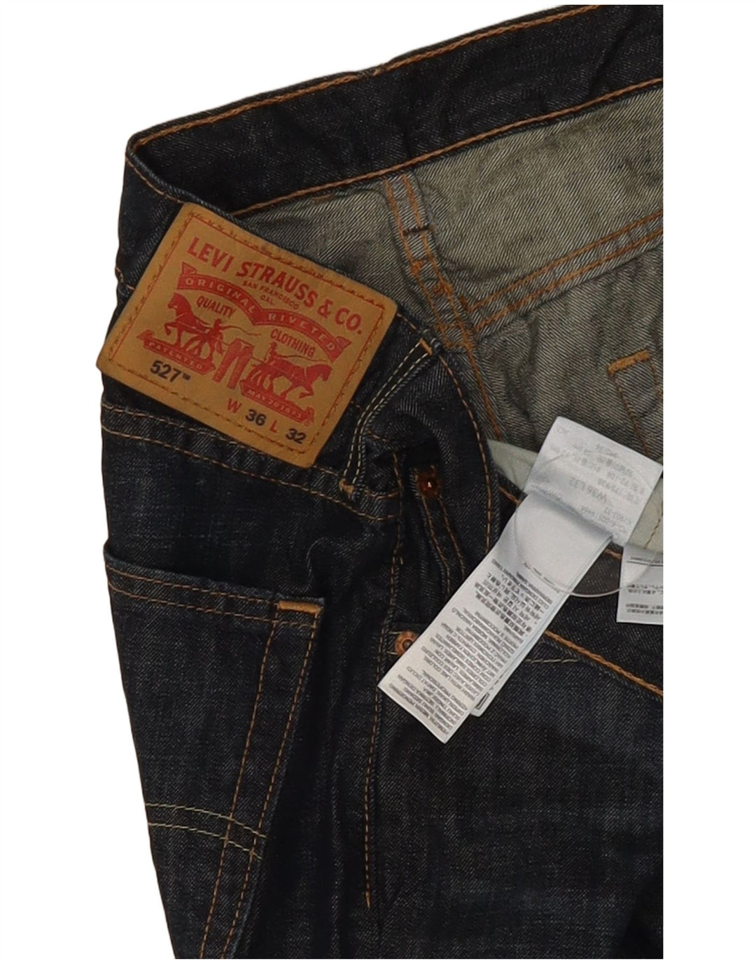 Levi's Uomo 527 Bootcut Jeans W36 L32 Blu Navy Cotone