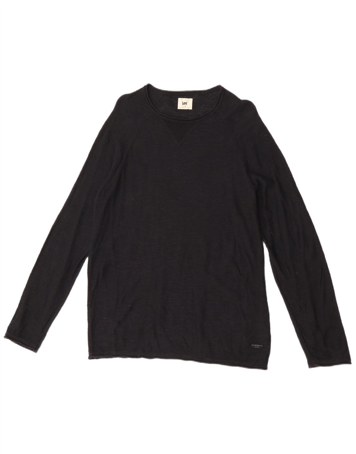 Maglione maglione girocollo da uomo Lee piccolo in cotone nero